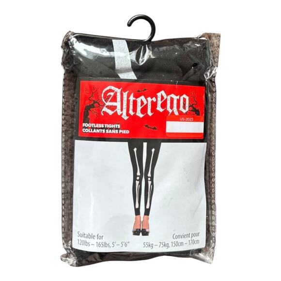 M/L black fashion tights skeleton bone print footless Cosplay Costume Punk Emo - Picture 2 of 3